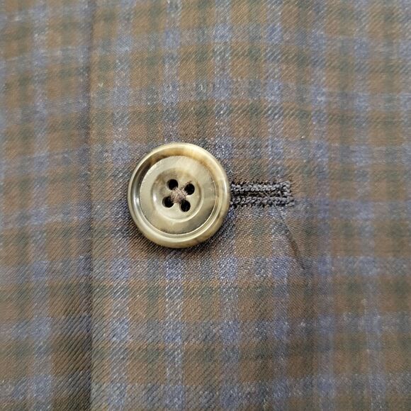 Daniel Hechter Paris 42L Wool Polyester Viscose Navy Blue Plaid Two-Button Front - Picture 10 of 12